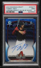 2023 Bowman Draft Chrome Prospect Blue Wave Refractor Tommy Troy PSA 9 Auto o8g