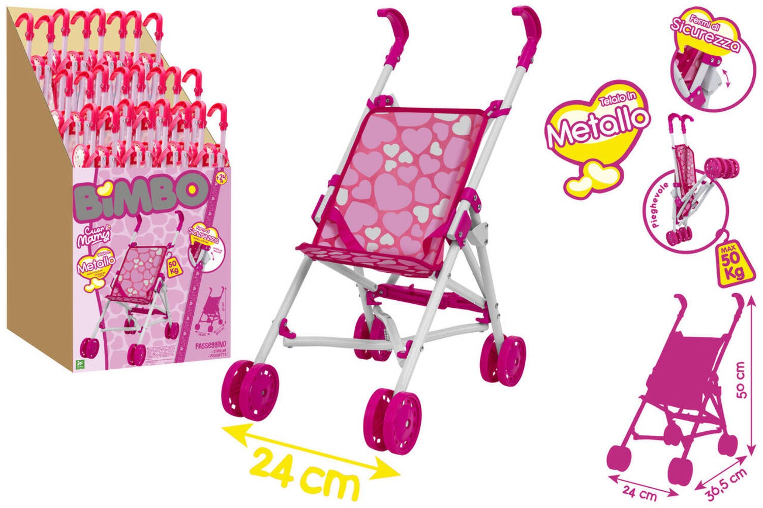 42491 Globo Passeggino per Bambole Richiudibile, Design Romantico, Portata 50kg foto 2