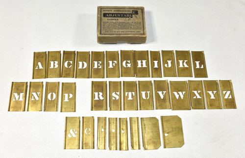 Vintage Reese's Interlocking Adjustable Metal Letter Stencils Set 1/2" MISSING Q
