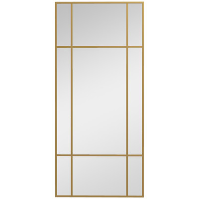 Wandspiegel 110x50cm goldfarbenes Glas/Metallgitter 9-fach mit MDF-Rückensplitter