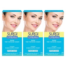 Surgi Wax Facial Hair Remover Cream, Hair Remover for Face, 1 Ounce Tubes (Pack