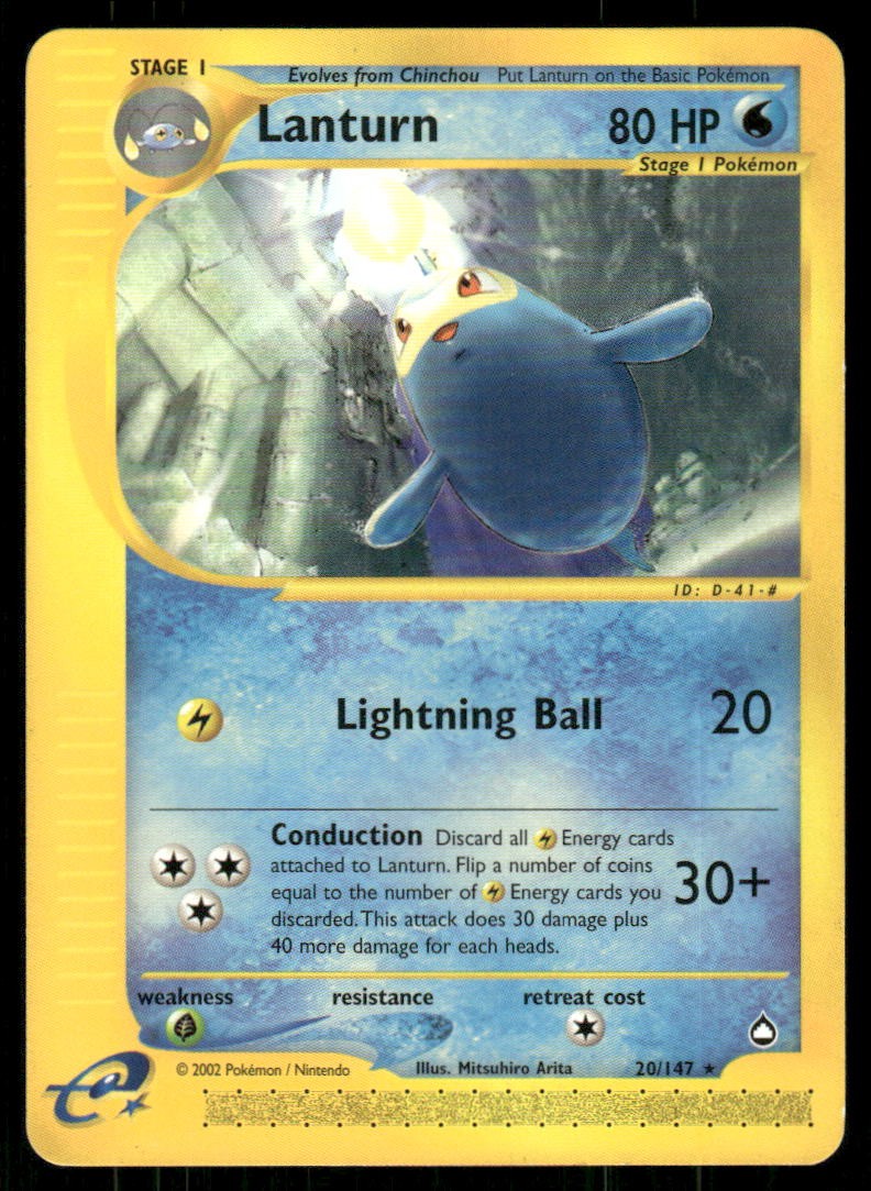 Lanturn 20/147 Rare Aquapolis Pokemon Moderately Played