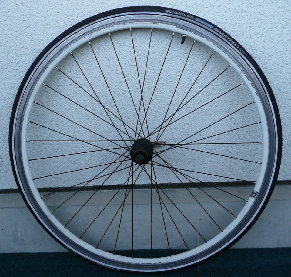 Fahrrad Hinterrad 28´´ - Scheibenbremsenaufnahme, Hohlkammerfelge (weiß),Reifen