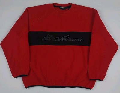 Vintage 90s Eddie Bauer Ebtek Spellout Stripe Fleece Sweatshirt Polartec Outdoor