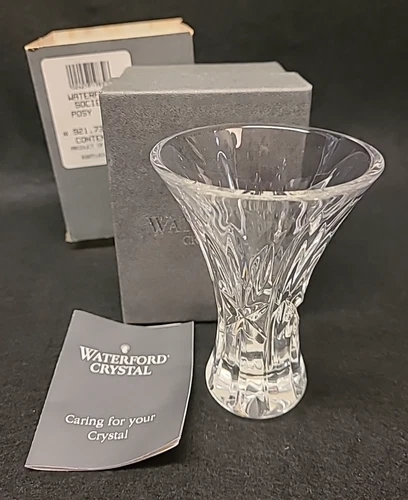 Vintage 1996 Waterford Society Crystal Posy Vase w/ Box, 4.25" x 3"