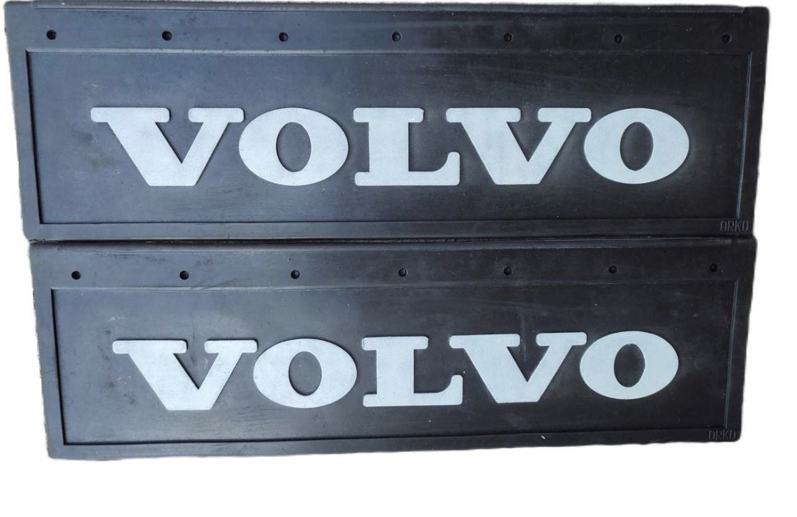 VOLVO Lorry HGV Truck Mudflaps 20 x 65cm Smooth Black PVC Mud Flaps White Text