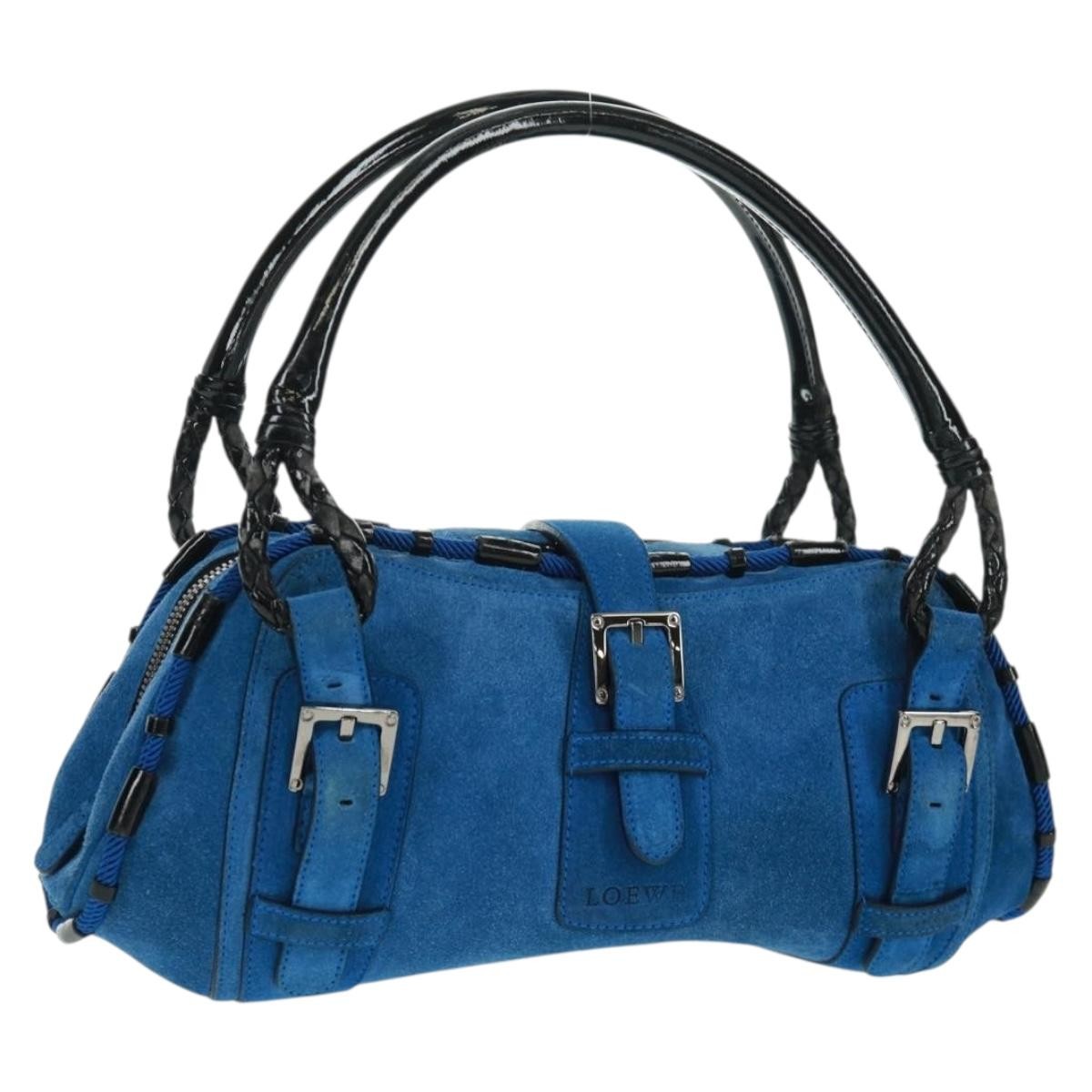 【最終値下げ中！】 LOEWE Sender Handbag Blue LOEWE Sender Hand Bag Suede Blue Silver Auth 170755 | eBay