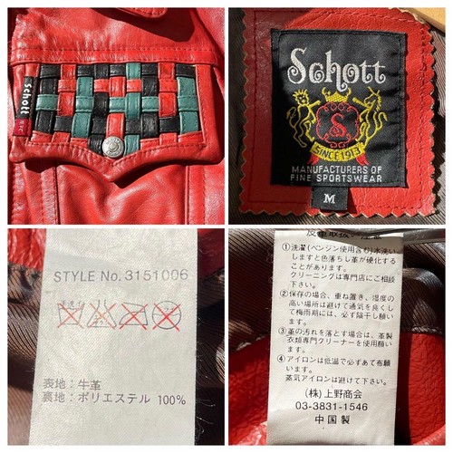 Schott Red Leather Single Riders Jacket Size M Vintage Hippie Style Classic Fit - Picture 12 of 24