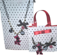 Disney Parks Minnie Mouse Dots  Dashes Charm Necklace  Bracelet Set