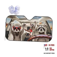 Raccoon Cute Funny Windshield Sun Shade, Car Front Window Shades Small Black5