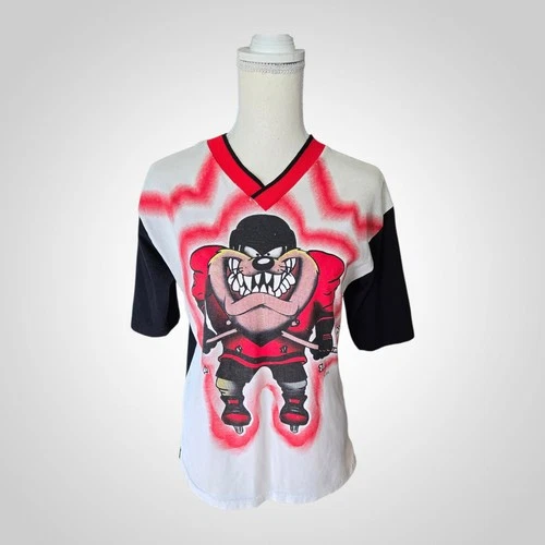 Vintage 1996 Looney Tunes TAZ NHL Chicago Blackhawks Hockey Tee Shirt S