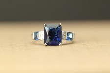 Blue Clear CZ Sterling Silver 925 Ring Size 6.75, 3.1 grams RIN9550