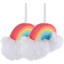 2 PCS Rainbow Bath Sponge Loofah Exfoliating Body Scrubber Shower Luffa Puff