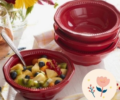 Princess House Pavillion Berry Soup Bowls 6618 New Set Of 4