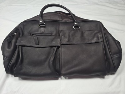 LEXUS Vintage Leather Dark Brown Weekender Carry-on Travel Bag 21 x 8 x 12