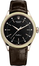 Rolex Cellini 50605RBR Black Dial 18k Rose/Yellow Gold Diamond 39mm Men's Watch