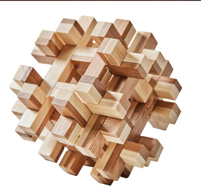 Wooden Brain Teaser Puzzle - Wood Cube Logic Puzzles, 3D Puzzles for Adults
