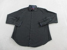 Robert Graham Shirt Mens XL Solid Black Classic Fit Flip Cuff Button Up Dress