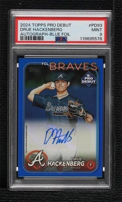 2024 Topps Pro Debut Blue Foil 37/150 Drue Hackenberg #PD-93 PSA 9 MINT Auto 8d2