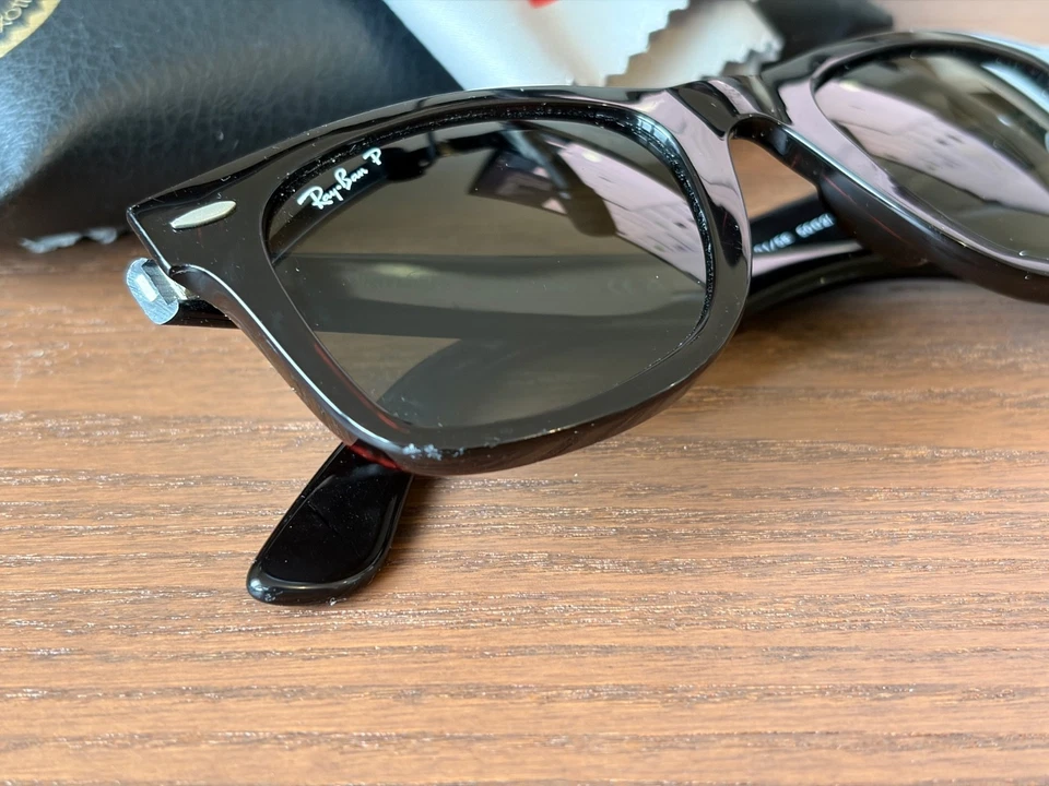 Authentic Ray-Ban Wayfarer RB2140 901 50mm Black G-15 Green Sunglasses VGC, photo 2 of 5