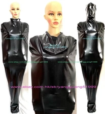 Unisex Mummy Suit Outfit Black Shiny Metallic Mummy Costumes Sleeping Bag F064