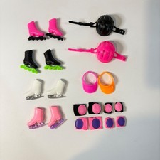 Lote de accesorios de patinaje para muñeca Barbie patines de hielo en línea cascos almohadillas viseras conjunto de 18 piezas