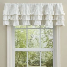 1 Cream Cotton Ruffled Country Farmhouse Valance 60" x 14"
