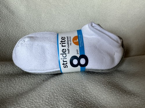Stride Rite Unisex Solid No Show 8-pack Socks White, Black, & Gray Shoe size 4-8 - Picture 8 of 9
