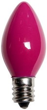 Box of 25 C7 Solid Pink Frosted Opaque Indoor/Outdoor Christmas Bulbs