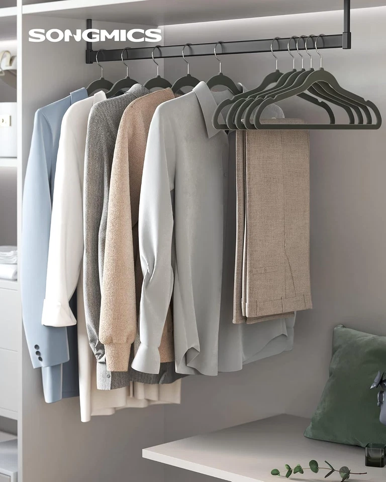 Grucce Appendiabiti in Velluto, 30 Pezzi, Salvaspazio E Antiscivolo, Gancio Gire - Immagine 2 di 4