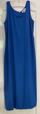 Sheri Martin NY Maxi Dress Size 18 Blue Back Zip Sleeveless Back Hem Split 219