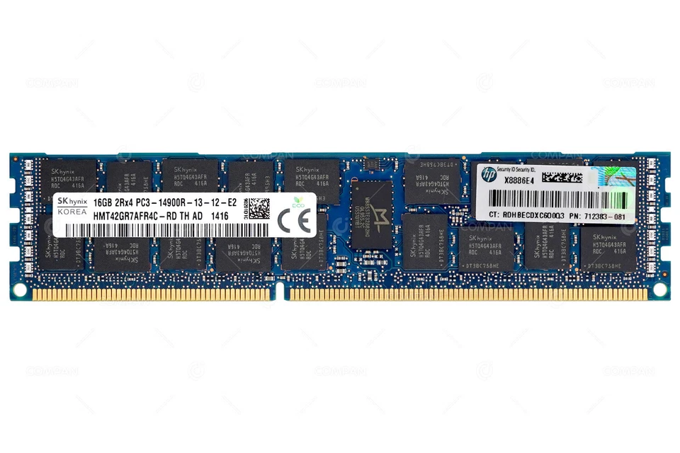 712383-081 HP DDR3 16GB 2RX4 PC3-14900 1866MHZ RDIMM - Image 2 of 4