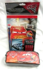 Disney Pixar Cars Lightning McQueen 7 pc Calculator Stationary Set Pencil Case 