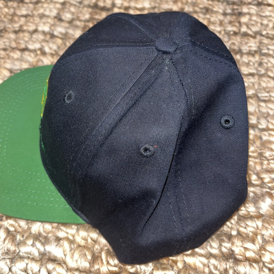 John Deere Snapback Black Patch Hat Cap Green BRIM Color Block Embroidered Vtg - Image 3 of 4