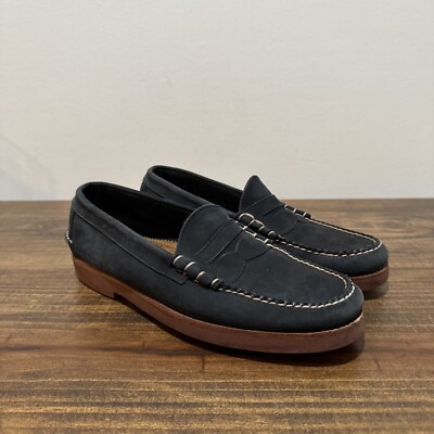 G.H. Bass Weejuns Waldo Penny Loafers Black Suede Leather  display picture 1
