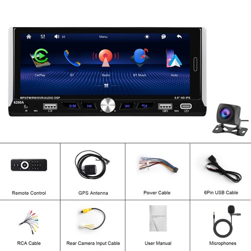 6.9" Android 13 2+64GB Apple Carplay Autoradio 1 DIN GPS NAVI WiFi BT FM RDS USB - Bild 2 von 20