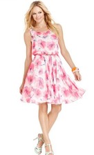 NWOT Betsey Johnson  Woman Dress SZ 10 Chiffon Floral Fully Lined Open Back