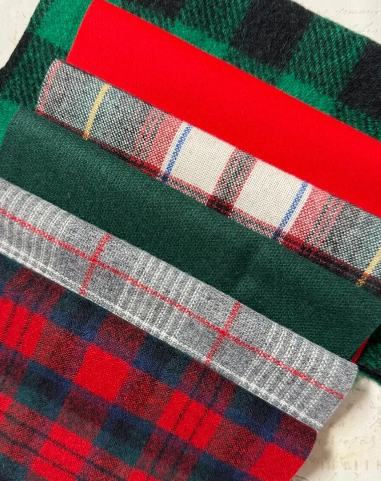 Christmas Colors Wool Fabrics Bundle for Applique, Slow Stitching, Collage - Image 3 of 4