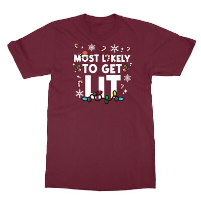 Most Likely Get Lit Xmas Lights Funny Christmas Party Unisex T-Shirt