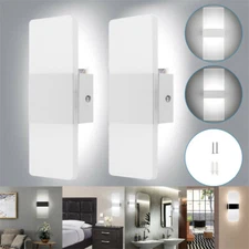 2x Modern Square LED Wall Light Up Down Lamp Indoor Home Sconce Lighting Fixture