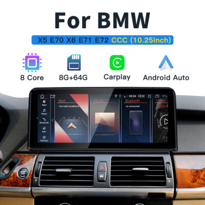 10.25'' Android Carplay Radio Unit Screen Headunit For BMW X5 E70 2008-2010 CCC