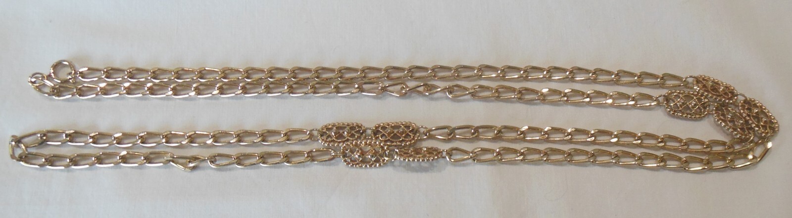 Gold-tone Filigree Rectangular Beaded Lozenge Cur… - image 3