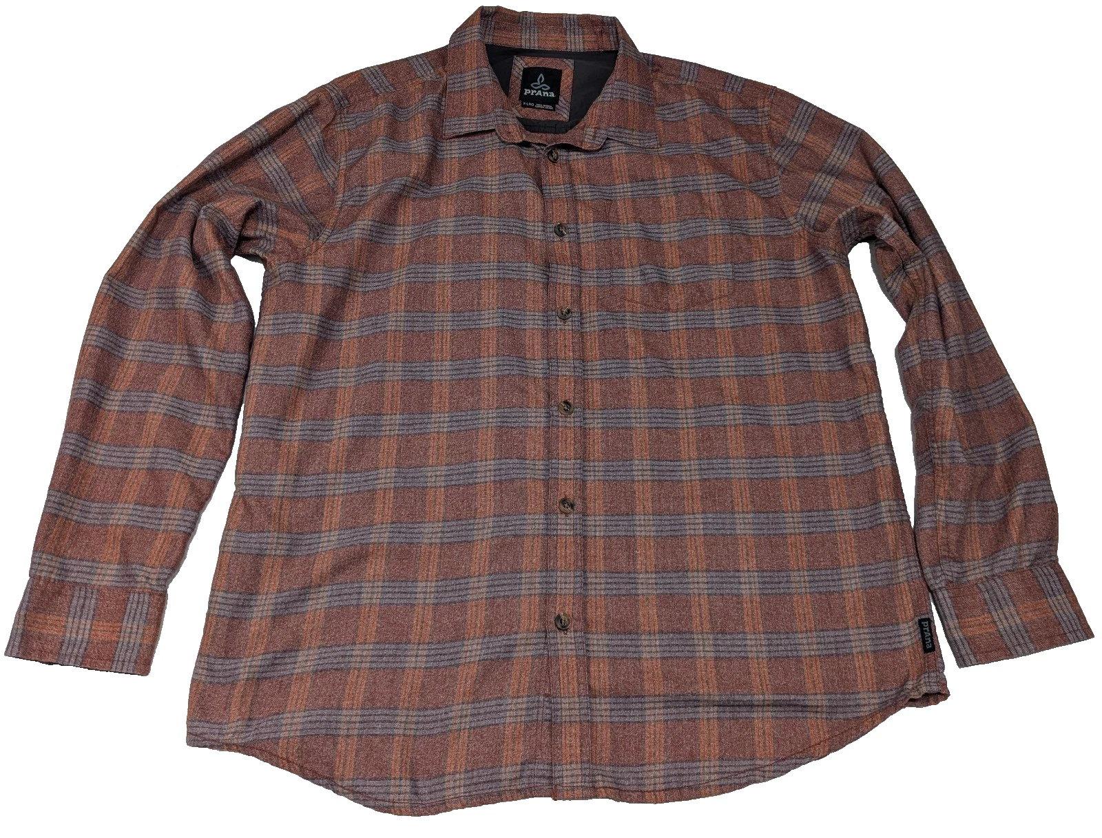PRANA Flannel Plaid Shirt Men XL Orange Lightweight Button Camp Hike Polyester
Opens in a new window