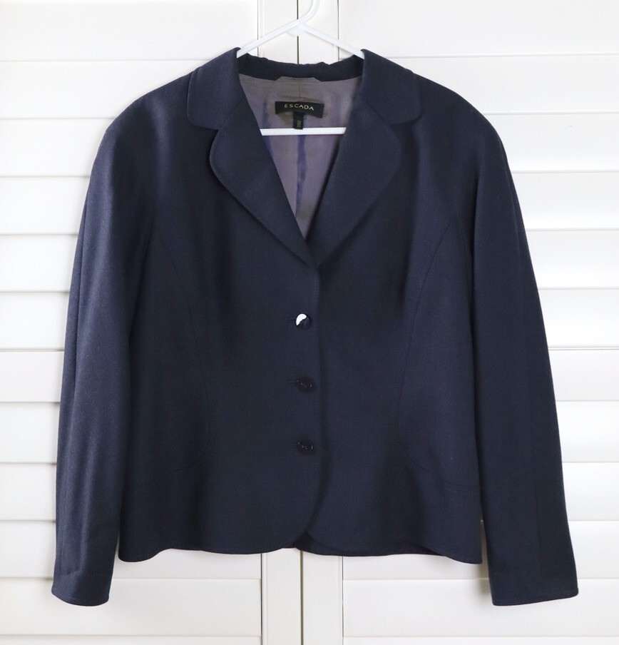 ESCADA $1400 Solid Gray Virgin Wool Structured Bl… - image 5