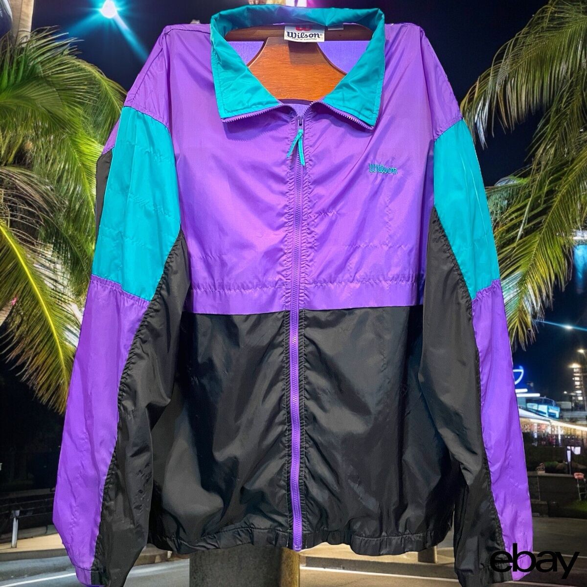 VTG 90s WILSON Windbreaker Jacket - Size Adult Medium - AQUA VTG 90s WILSON Windbreaker Jacket - Size Adult Medium - AQUA