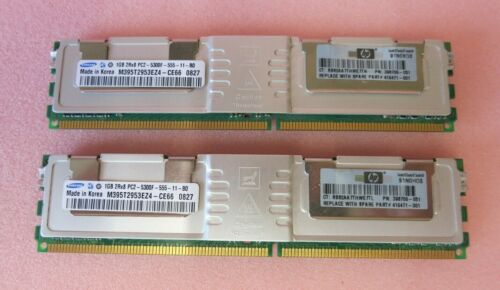 Samsung M395T2953EZ4-CE66 398706-051 2GB (2x1GB) PC2-5300 DDR2 ECC CL5 240P RAM - Picture 1 of 4