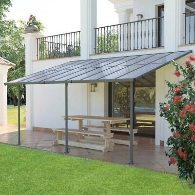 #ad Aoodor Patio Cover Wall Mount Pergola Gazebo SunShade Shelter Polycarbonate Top $349.99