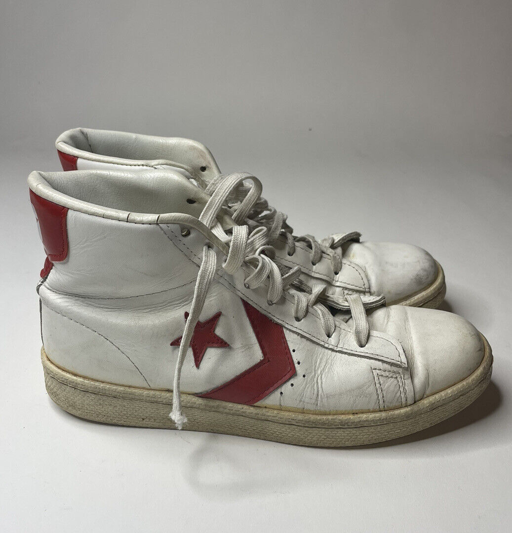 Converse All Star Hi Tops White Leather Red Star … - image 1