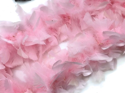 2 Yards - Light Pink Turkey Flat Heavyweight Feather Boa Wedding Supply 150 Gram - Picture 7 of 9
