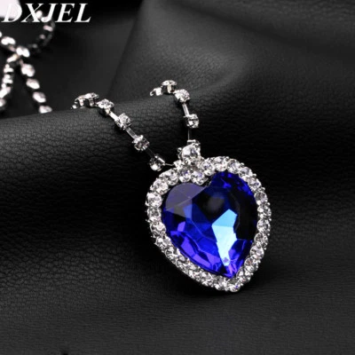 TITANIC HALSKETTE HERZ DES OZEANS KETTE ZIRKONIA KRISTALLE SCHMUCK STRASS NEU - Bild 1 von 4
